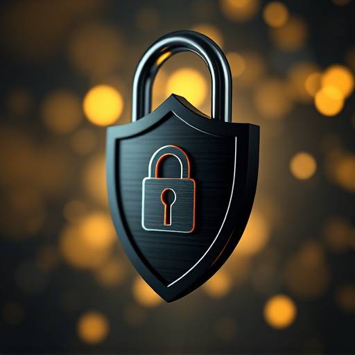 Ilustraci贸n de un candado y un escudo, simbolizando la protecci贸n de la privacidad.
