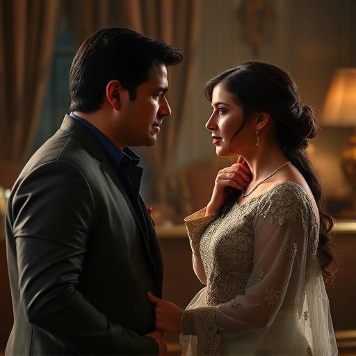 Imagen promocional de la telenovela 'El Secreto de Sof칤a', con los protagonistas en una escena dram치tica.